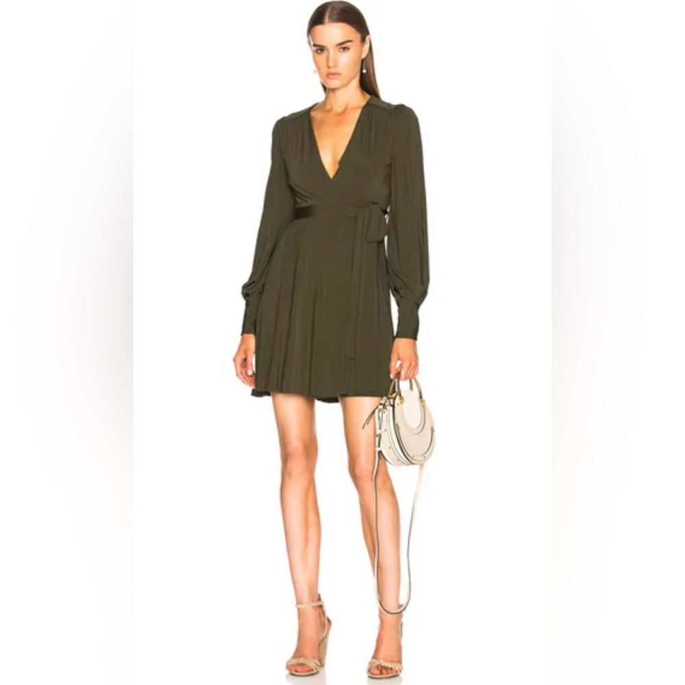 NWT Zimmerman WHITEWAVE WRAP MINI DRESS  Olive Size 1, Small US Size 6